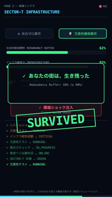 余白を残した街が生き残ったデモ画面